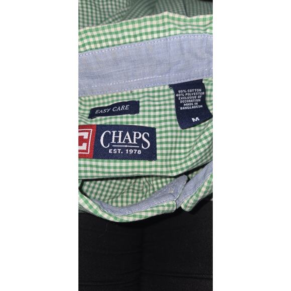 Nice Men's Large Ralph Lauren Chaps Easy Care Green Check Button-Down Medium - Picture 11 of 11